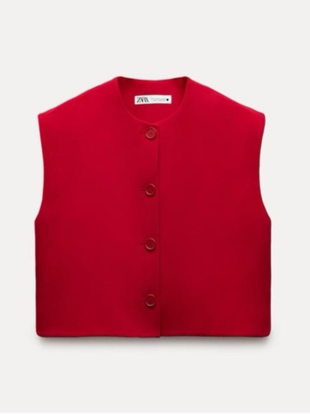 Zara Button Front Vest Top in Red - S